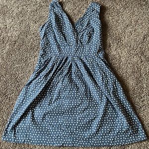 Blue and White Polka Dot Mini Dress